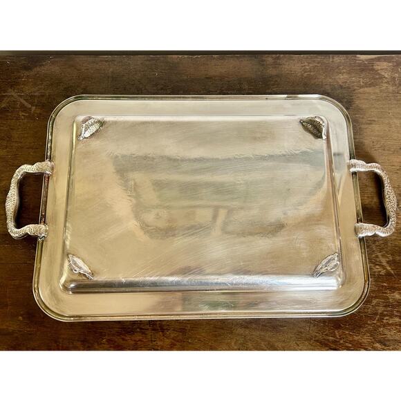 Vintage Silver Plated Tray with Floral Detail and Handles | Decorative Tray - Picture 7 of 9
